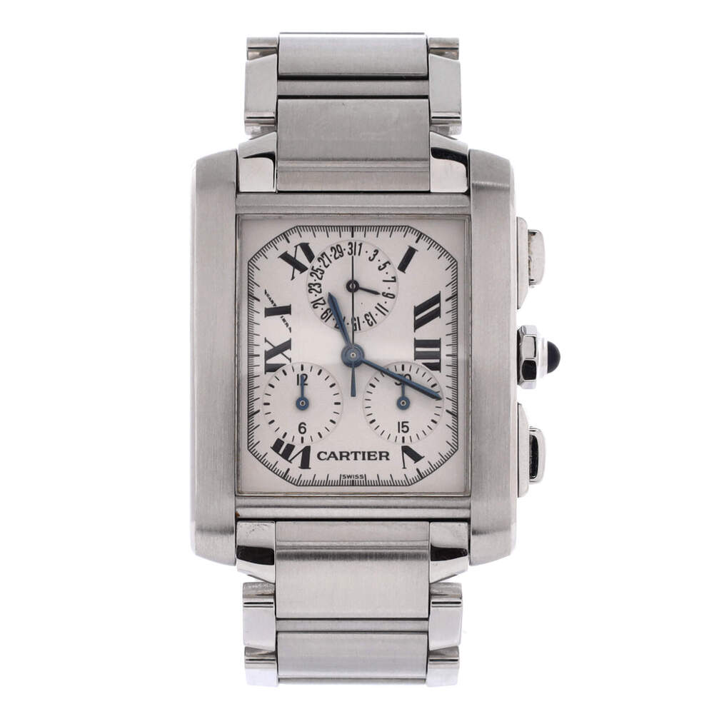 Cartier 28 Tank Francaise Chronoflex Chronograph Quartz Watch